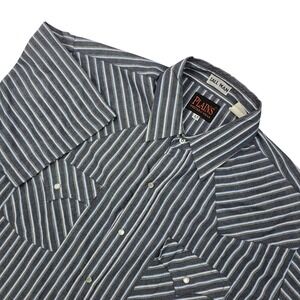 Vintage Plains Western Wear Tall Man LT SS Gray Striped Pearl Snap‎ Shirt *Read*